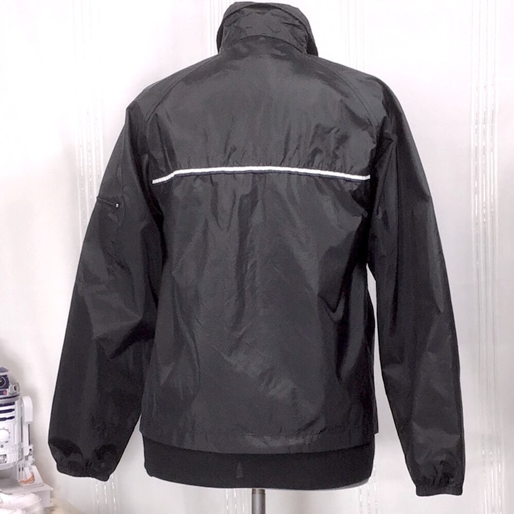 VTG BIKE Windbreaker Black White Zip Front Nylon Unlined Jacket Sz.M - Picture 4 of 9